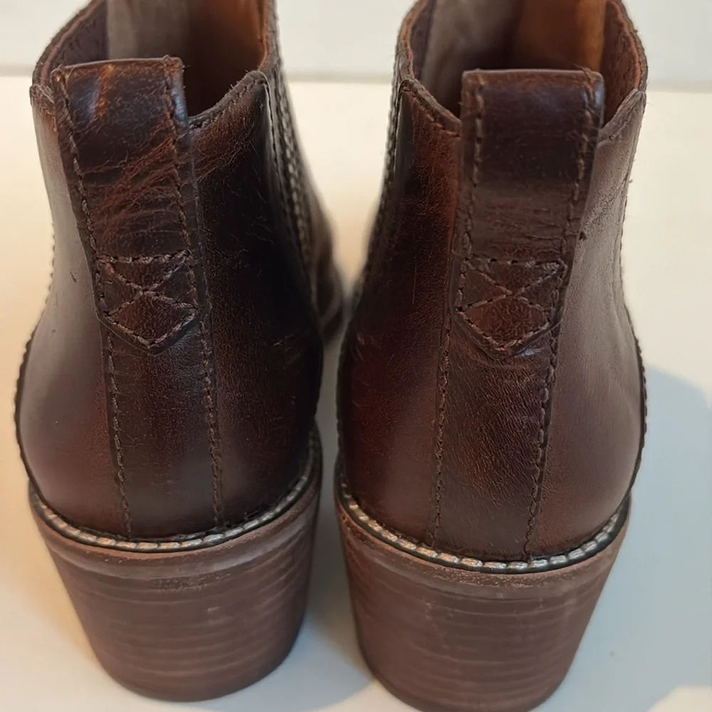 Madewell Bonham bootie ankle cowboy boots brown stacked heel size 7